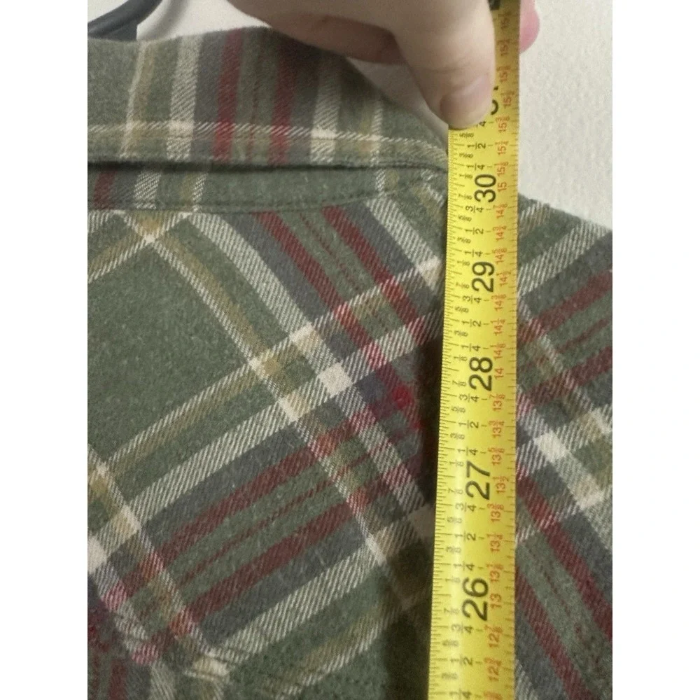 Roots Canada 100% Cotton Flannel Long Sleeve Shirt Large Green Plaid Button Up - Picture 11 of 12